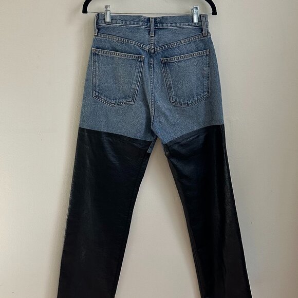 AGOLDE LEATHER & DENIM JEANS SIZE 26 - Picture 2 of 5